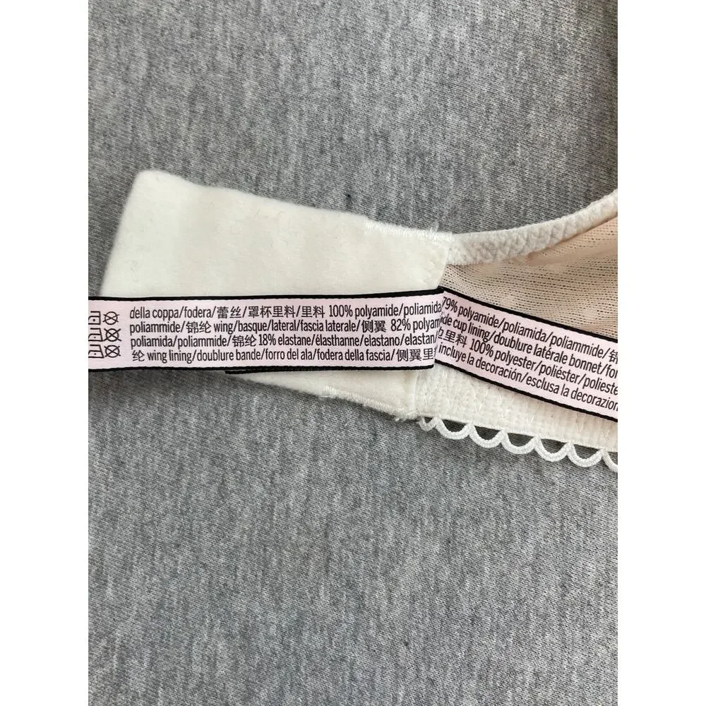 Victoria's Secret Bra Womens 32DDD Ivory‎ Dream Angel Lightly Lined Lace Push Up